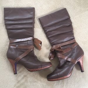 Kenzie 'Hostess' Brown Leather Heeled Boots